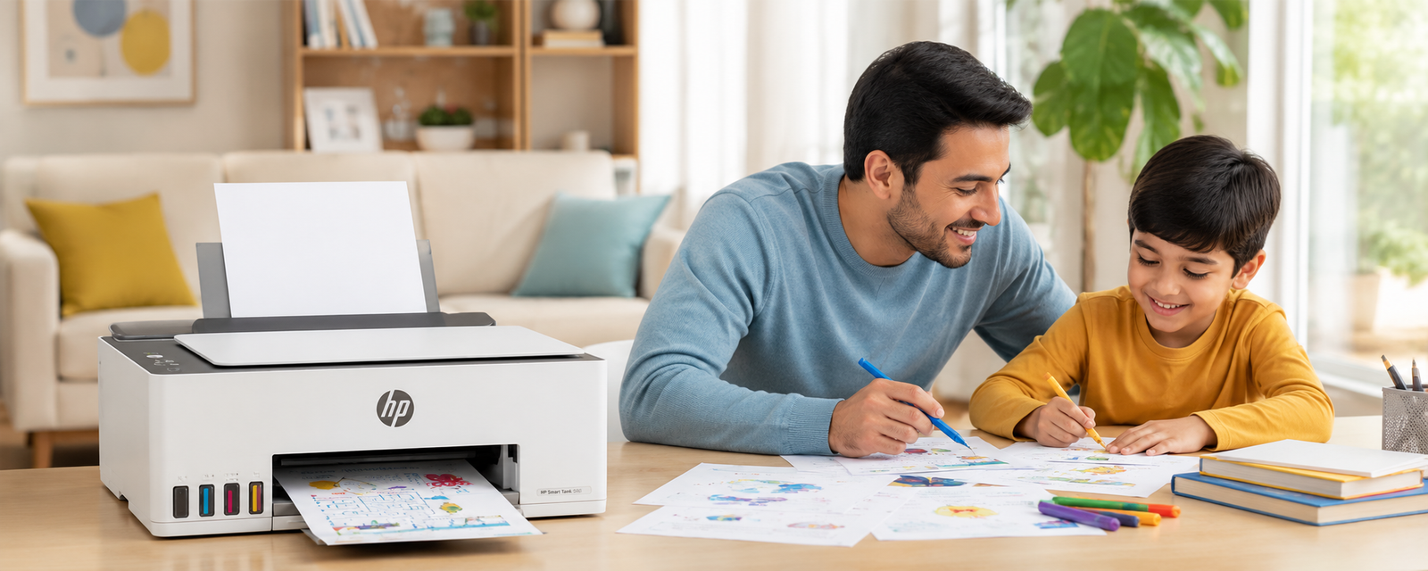 Family using a home printer